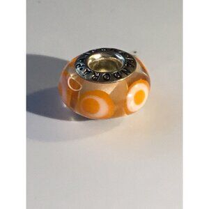 Pandora Sterling Silver Orange Swirl Murano Glass Bead
